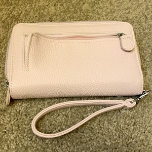 Pink everyday multiple comparment Wristlet handbag